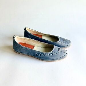 Ecco Grey Blue Leather Rubber Outsole Flats size EUR 41, US 10.5